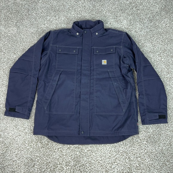Carhartt FR Coat Mens XLT Blue Quick Duck Insulated Full Swing Parka Jacket Work